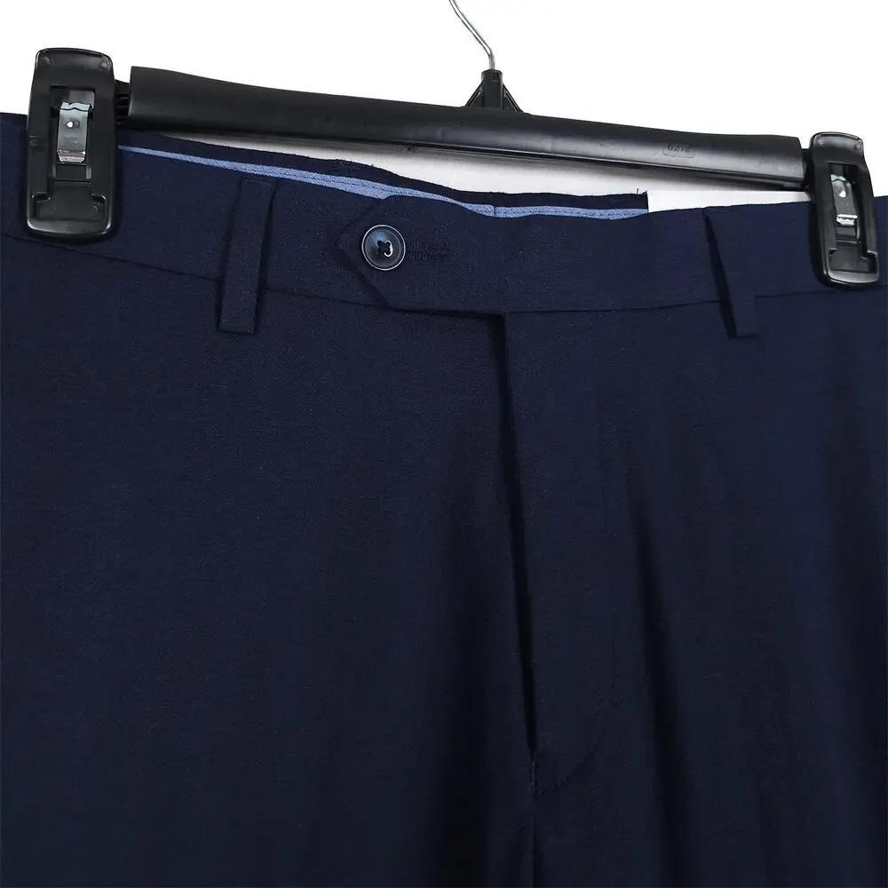 Tommy Hilfiger Mens Modern Fit 2 Piece Suit 40R 32x32 Navy Linen Cotton Blend